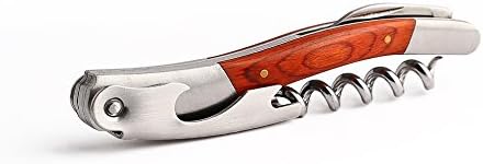Corkscrew Wine Opener by FEELIFE – This Corkscrew Elegantly Blends The Features of a Wine Corkscrew, Bottle Opener and Foil Cutter. Made of Stainless Steel and Natural Rosewood.