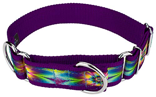Country Brook Petz | 1 1/2 Inch Tie Dye Flowers Exclusive Martingale Dog Collar - Extra Large