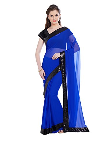 Viva N Diva Saree For Women's Royal Blue Color Georgette Saree,Blue,Free Size