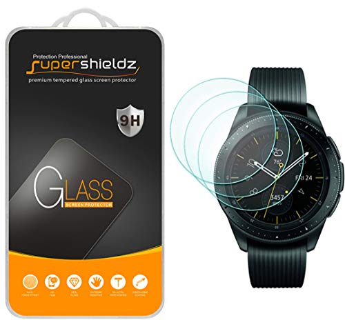 [3-Pack] Supershieldz for Samsung Galaxy Watch (42mm) Tempered Glass Screen Protector, Anti-Scratch, Bubble Free, Lifetime Replacement