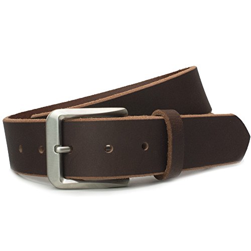 Roan Mountain Titanium Belt - Nickel Smart - Brown Genuine Full Grain Leather Belt with Nickel Free Titanium Buckle - 44