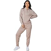 Softies Quarter Zip Jogger Lounge Set for Women Ultra Soft 2 Piece Loungewear with Zip Pullover Top and Jogger Pants
