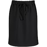 Wenseny Womens Skirts Knee Length Pencil Skirts Elastic Midi Bodycon Solid Drawstring Daily Dresses