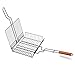 Charcoal Companion Non-Stick Rectangle Grilling Basket with Rosewood Handle