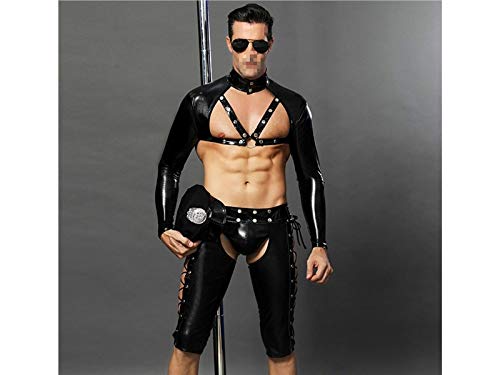 HFjingjing Sexy Kleidung Persönlichkeit Männer Bar Leistung Kostüm Nachtclub Erotische Unterwäsche Versuchung Polizeiuniform Cosplay Kostüm