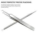 Blackhead & Splinter Remover Tools - Stainless Steel Professional Easily Cure Pimples Whiteheads Comedones Acne Zit Ingrown Hairs and Facial Impurities Bend Head Tweezer Surgical Kit by FIXBODY
