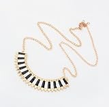 BUYINHOUSE Golden Gothic Punk Rock DJ Bar Vertical Stripes Necklace Pendant - Black&White