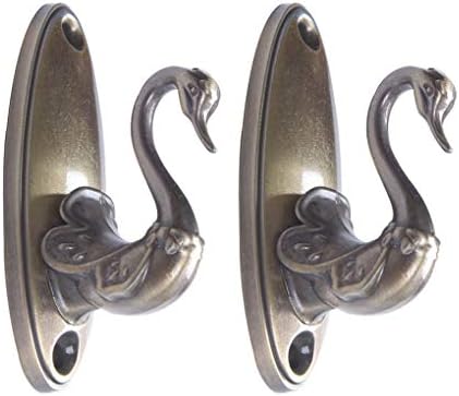 Miaomiaogo 1 Pair Swan Shape Curtain Wall Hook Metal Window Curtain Holder Tassel Wall Tie Back Hanger