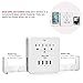 BESTTEN USB Outlet Surge Protector, 4 USB (Max 4.2A) Charging Ports and 3 AC Electrical Sockets, Wall Mount Multi Outlet Extender with 2 Slide Out Phone Holders, ETL Certified, White