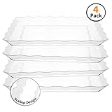 4 Pack Rectangular Plastic Trays, Heavyweight Disposable Serving Party Platters,