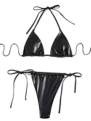 SOLY HUX Women's Metallic Halter Top Two Piece