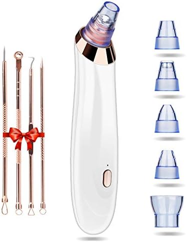Blackhead Remover Pore Vacuum, BIGSWEET 5 in 1 Rechargeable Blackhead Vacuum Tools Kit with 3 Adjustable Strength, Electric Comedo Suction Device with 5 Blackhead Extractor for Women Men Face Nose