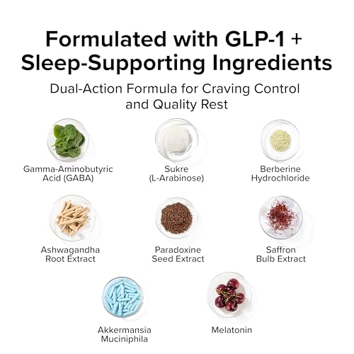 InnoSupps Night Shred GLP-1 Supplement Weight Loss - Night Time Fat Burner - Appetite Suppressant, Sleep & Metabolism Support with Ashwagandha, Akkermansia, Melatonin, GABA - 60 Capsules, 30 Servings