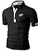 Doublju Mens Polo T-shirts with Short Sleeve BLACK (US-S)
