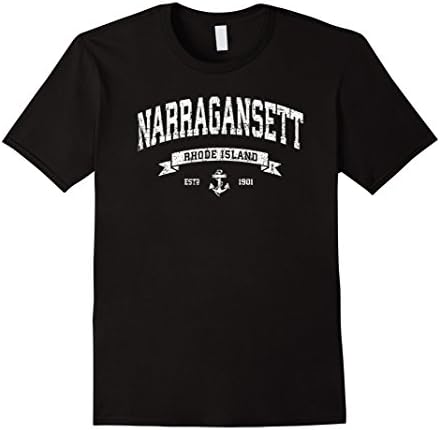 Mens Narragansett Rhode Island T-Shirt Distressed Vintage 401 TEE 3XL Black