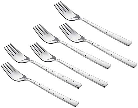Shapes White Dot Stainless Steel Fruit Fork (Silver) - 12 Pcs