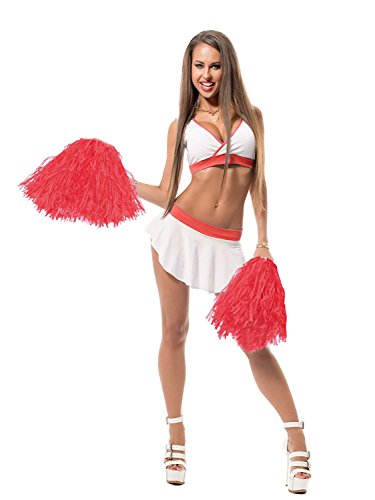 PUZINE 12 Pack Cheerleading Pom Poms Sports Dance Cheer Plastic Pom Pom for Sports Team Spirit Cheering
