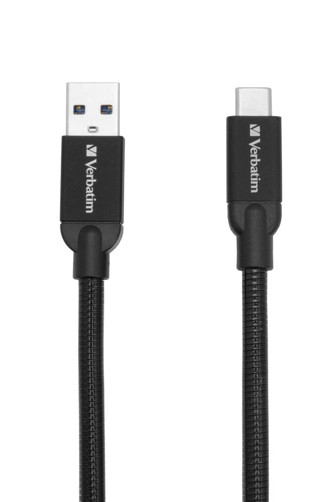 Verbatim USB-C to USB-A charging cable black - robust Android charger - flexible stainless steel - 100 cm charging cable smartphone - mobile phone cable - USB charger - cellphone charger