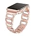 Secbolt Bling Bands Compatible with Apple Watch Band 42mm 44mm iWatch Series 6 5 4 3 2 1 SE Women Dressy Jewelry D-link Stainless Steel Wristband Strap, Gold