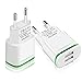 European Plug Adapter, Niluoya Travel Charger 2-Pack 2.1A/5V Europe Dual USB Wall Charger Power Adapter Compatible with iPhone X 8/7/6/6S Plus 5S, iPad, Samsung Galaxy S8/S7/S6 Edge, HTC, LG, Moto