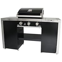  GT3 Island Gas-Grillstation Grandhall XXL schwarz 3-flammig 2+1 Gas Brenner Garten ✔ Deckel ✔ Seitentische beidseitig ✔ Ablagefläche ✔ eckig ✔ stehend grillen ✔ Grillen mit Gas ✔ mit Station 