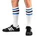 Men's Sports Stripes Cotton Half Cushion Crew Socks 3-pair Pack (White), Sock Size 10-13, Shoe Size 8-12