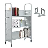 GAOMON Library Cart, 30x14x49 V-Shaped Rolling Book