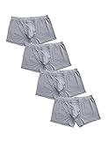 David Archy Men's 4 Pack Polyamide Fast Dry Support Pouch Trunks(S,Gray)