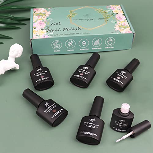 TITIMKUP Gel Nail Polish Set, 6 Colors Light Pink Purple Gel Polish Set Dark Purple Starry Sky Purple Soak Off UV LED Nail Gel Polish Kit Winter Fall Gel Varnish Manicure Kit Gift Box Set for Christmas Day and Party