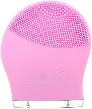 Wowlily Silicone Facial Cleansing Brush (Sonic System Face Brush), Gentle Exfoliation for all Skin Types, Pink
