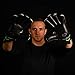 Renegade GK Vulcan Abyss Goalie Gloves with Pro-Tek Finger Spines | 3.5+3mm Hyper Grip & 4mm Duratek | Black & Green Soccer Goalkeeper Gloves (Size 7, Youth, Roll Cut, Level 3)