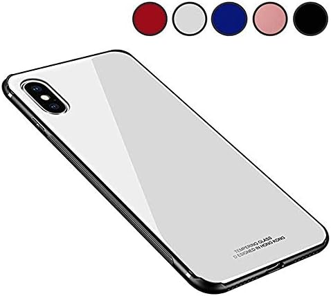 Chengming Compatible with iPhone XR Tempered Glass Case,Tempered Glass Back Cover + TPU Frame Hybrid Case Slim Case Anti-Scratch Anti-Drop (White, iPhone XR)