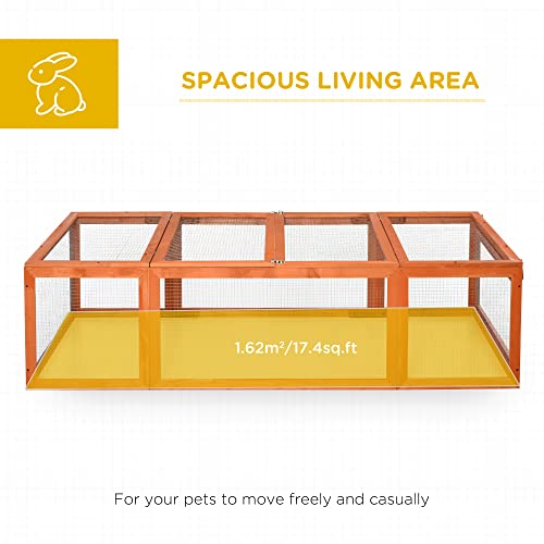 PawHut Large Wooden Rabbit Hutch Bunny Hutch Small Animal Habitat