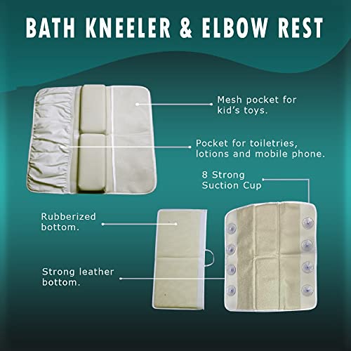 Bath Kneeler and Elbow Rest Pad with Adjustable Baby Shower Cap