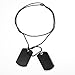 Powerful Army Style Double Dog Tag 2pcs Pendant Mens Necklace, Biker Adjustable 27 inch Black Chain