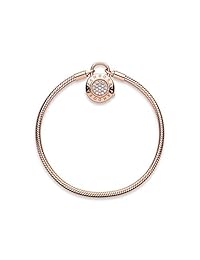 Pandora 587757CZ - Pulsera con candado (circonita transparente), diseño de rosa