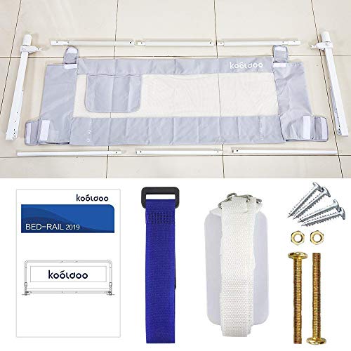 KOOLDOO 59 inch Bed Rails for Toddlers Baby Bed Rail Guard Extra Long Safety Bedrail with Storage Pocket for Kids Twin, Double, Queen & King Size (Gray)