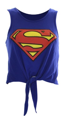 Womens-Blue-Superman-Tie-up-Crop-Top-810-UK1214