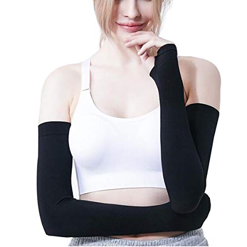 UV Protection Arm Warmer Sleeves Cover Womens Cooling Cityelf Sun Block Driving Gloves Mitten (medium, black 2)