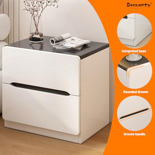 Beauenty Modern Nightstand, Bedside Table with 2 Drawers, Storage Side Tables, Space Saving End Table Cabinet for Bedroom, Office, Hotel, 40x40x45cm (2 Drawers-Black & White)
