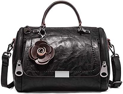 Hypasa Women Vintage Tote Crossbody Shoulder Satchel Bag Ladies Purse Hobo Top Handle Leather Handbag Retro Style (Classic Black)