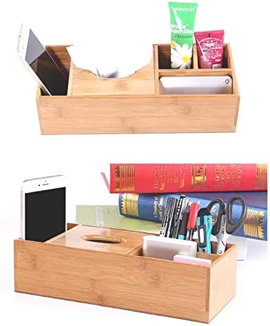 STORE77 CONNECTWIDE Bamboo Desk Organizer with Tissue Holder Box | Wooden Storage Shelf for Desk | Eco Friendy Organizers | Multifunctional Drawer for Home or Office Desks | Decorative