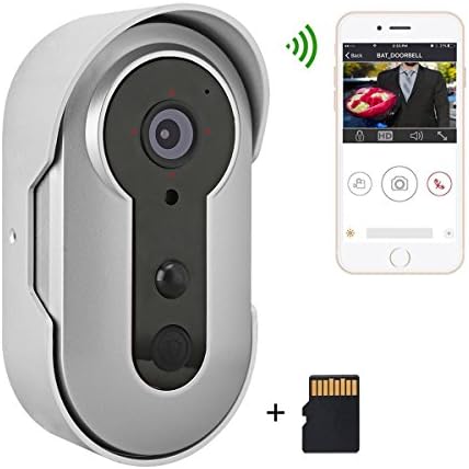 WiFi Wireless Video Doorbell in Silver(Battery Powered, 960P Smart Waterproof Home Security Camera, Night Vision, Motion Sensor, Remote Voice Intercom) with 8G TF Card