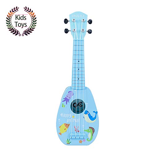 17" Kids Toy Guitar for Girls Boys, Mini Toddler Ukulele Guitar with 4 Strings Keep Tones Can Play for 3, 4, 5, 6, 7 Year Old Kids Musical Instruments Educational Toys for Beginner (Blue)