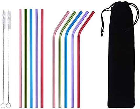8.5" Long Drinking Straws Set of 10, Reusable Metal Straws for 20oz Tumbler and fit for Yeti Coffee Cold Beverage, 2 Free Cleaning Brush Include Do Buy