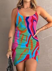 Acelitt Abstract Printed Sundress for Women 2024