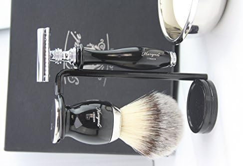 Haryali London Shaving Kit – 5 Pc Shaving Kit – Double Edge Safety Razor - Synthetic Hair Shaving Brush – Shaving Soap – Shaving Bowl – Shaving Stand – Black Color Shaving Set as Gift - Image 3