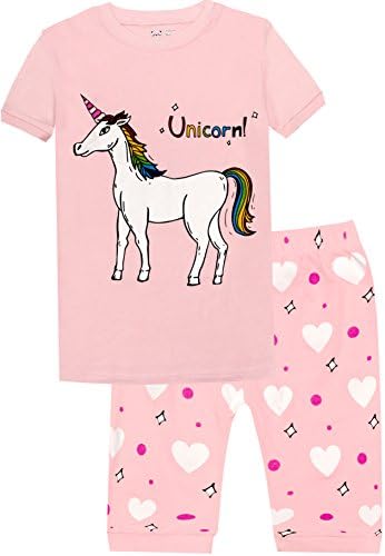 Girls Horse Pajamas Toddler Kids Cotton Sleepwear Children 2 Piece Short Set Size 7 Years