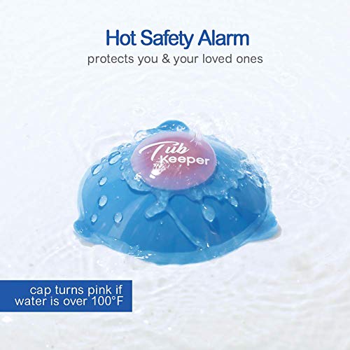 TubKeeper 3-in-1 Hair Catcher Drain Stopper Hot Safety Drain Cover for Bathtub, Blue
