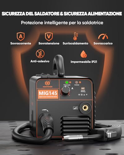 No Gas Continuous Wire Welding Machine, 145A Mini Portable Welding Machine with 1 kg Cored Wire 0.8 mm, Inverter MIG Welding Machine